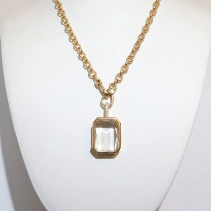 Stackable Clear Pendant Necklace with Tiny Charms | MAMA LOVE Baby Feet Paw Print | Trendy Cubic Zirconia Layering Jewelry | Best Meaningful Birthday Gift