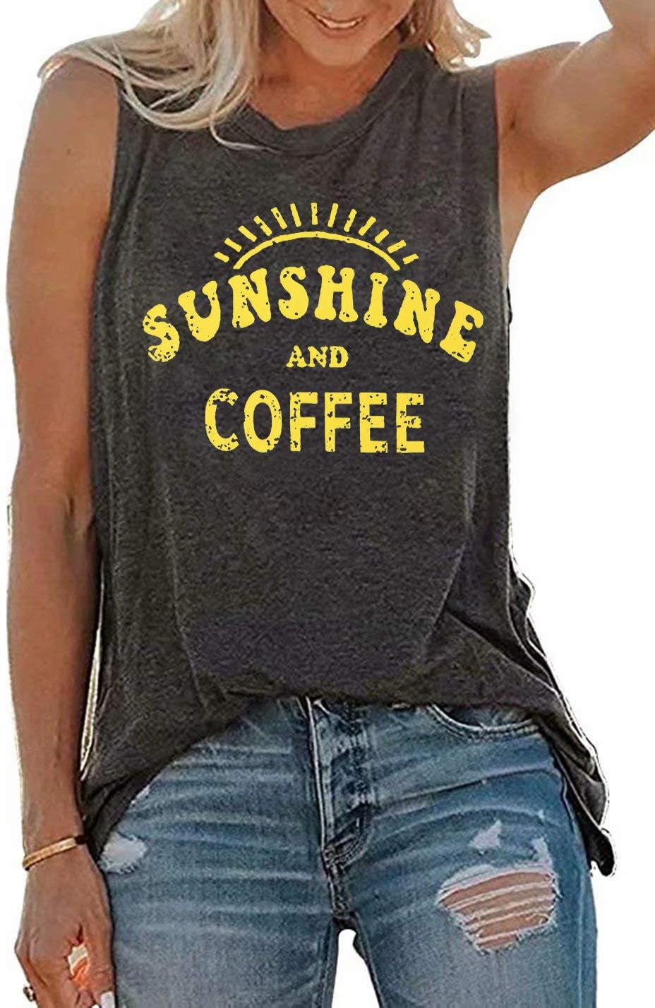 Womens Tank Tops Summer T Shirts Sleeveless Casual Loose Tunic Blouses