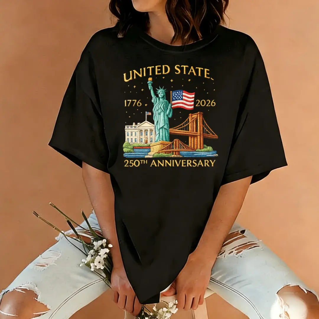 Patriotic 1776 2026 USA 250Th Anniversary Patriotic Graphic T Shirt, Aesthetic Americana Y2K Short Sleeve Crewneck Top with American Flag & Statue of Liberty Pattern for Men Women Juniors