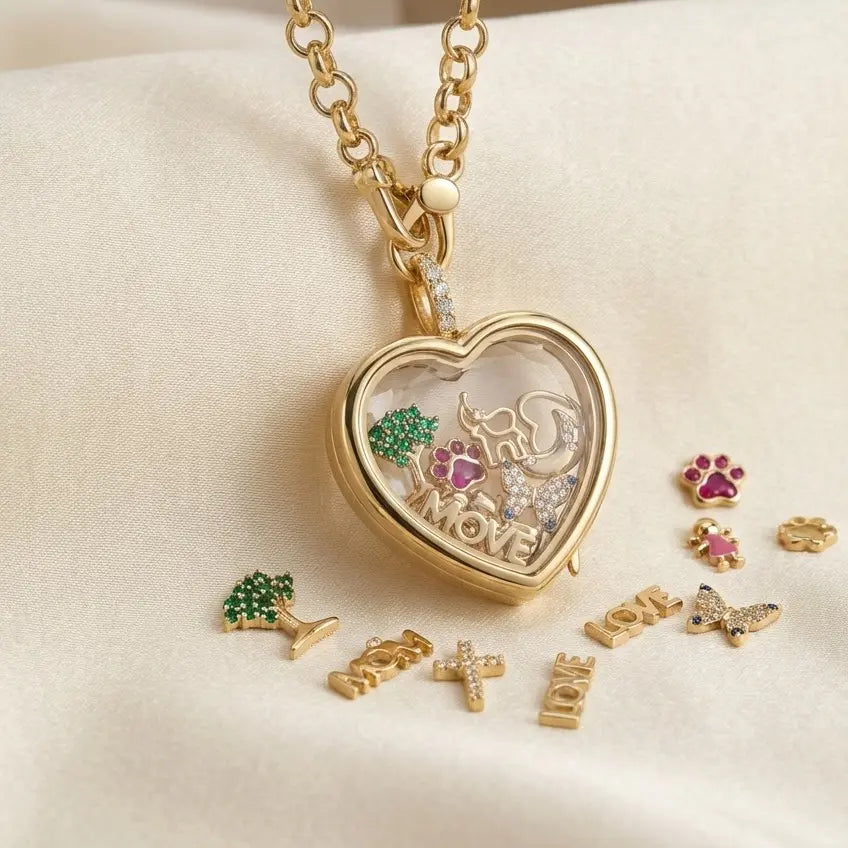 Stackable Clear Pendant Necklace with Tiny Charms | MAMA LOVE Baby Feet Paw Print | Trendy Cubic Zirconia Layering Jewelry | Best Meaningful Birthday Gift