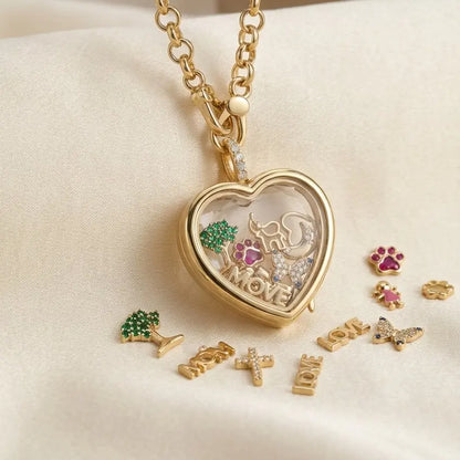 Stackable Clear Pendant Necklace with Tiny Charms | MAMA LOVE Baby Feet Paw Print | Trendy Cubic Zirconia Layering Jewelry | Best Meaningful Birthday Gift