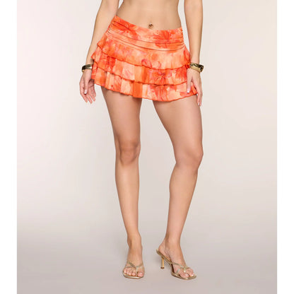 Sweet Escape Abstract Floral Ruffle Skort