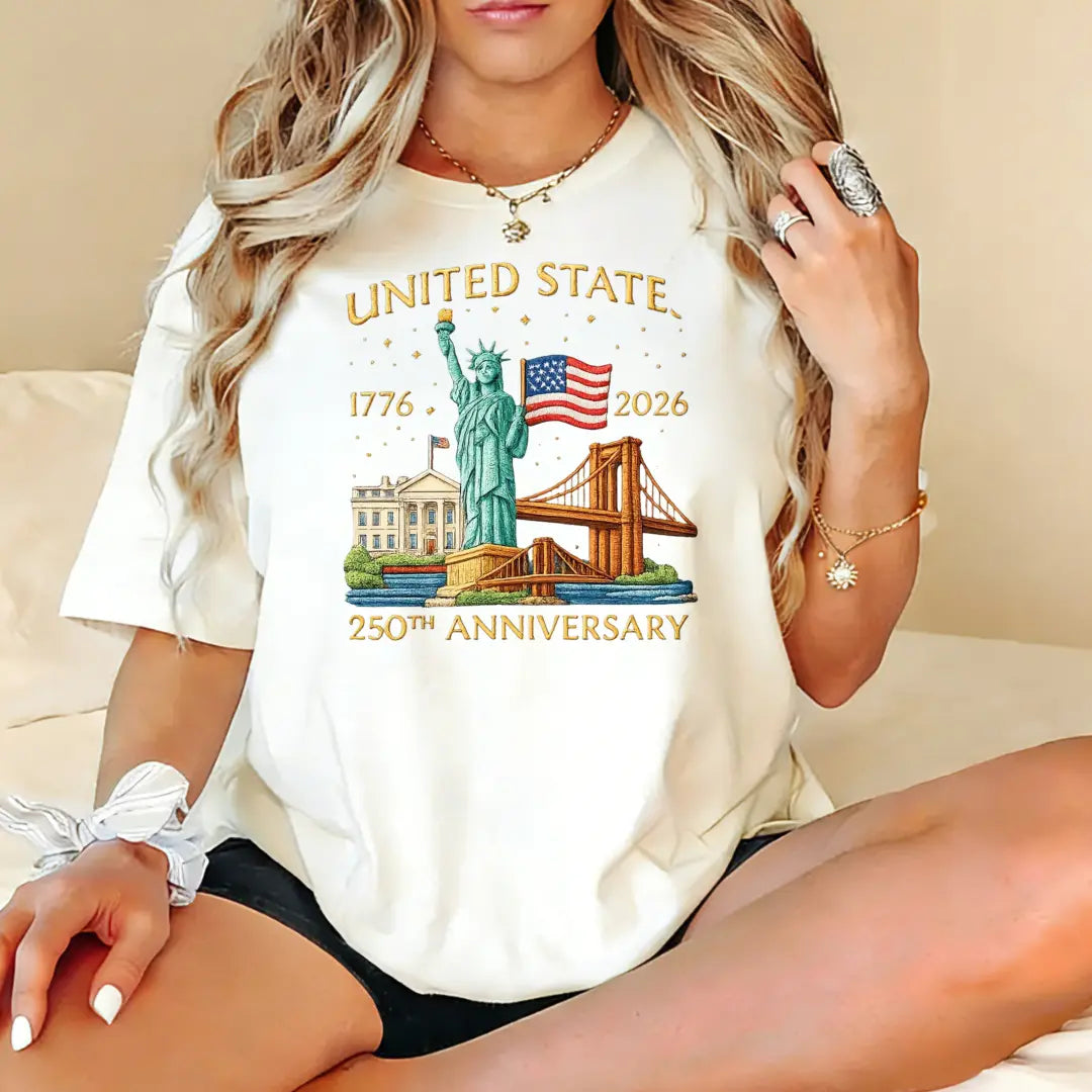 Patriotic 1776 2026 USA 250Th Anniversary Patriotic Graphic T Shirt, Aesthetic Americana Y2K Short Sleeve Crewneck Top with American Flag & Statue of Liberty Pattern for Men Women Juniors